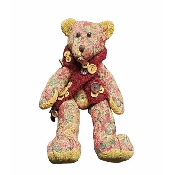 DanDee Tapestry Jointed Button Teddy Bear Stuffed Animal - Picture 2 of 7